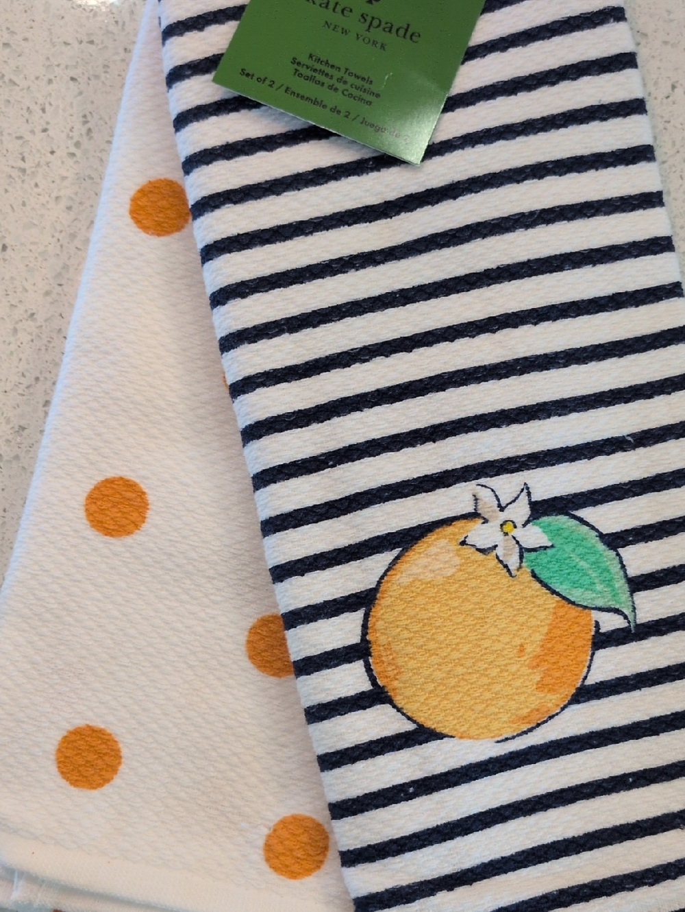KATE SPADE YELLOW 🟡 Lemon Or Orange ?? Striped & Polkadot Towel Set